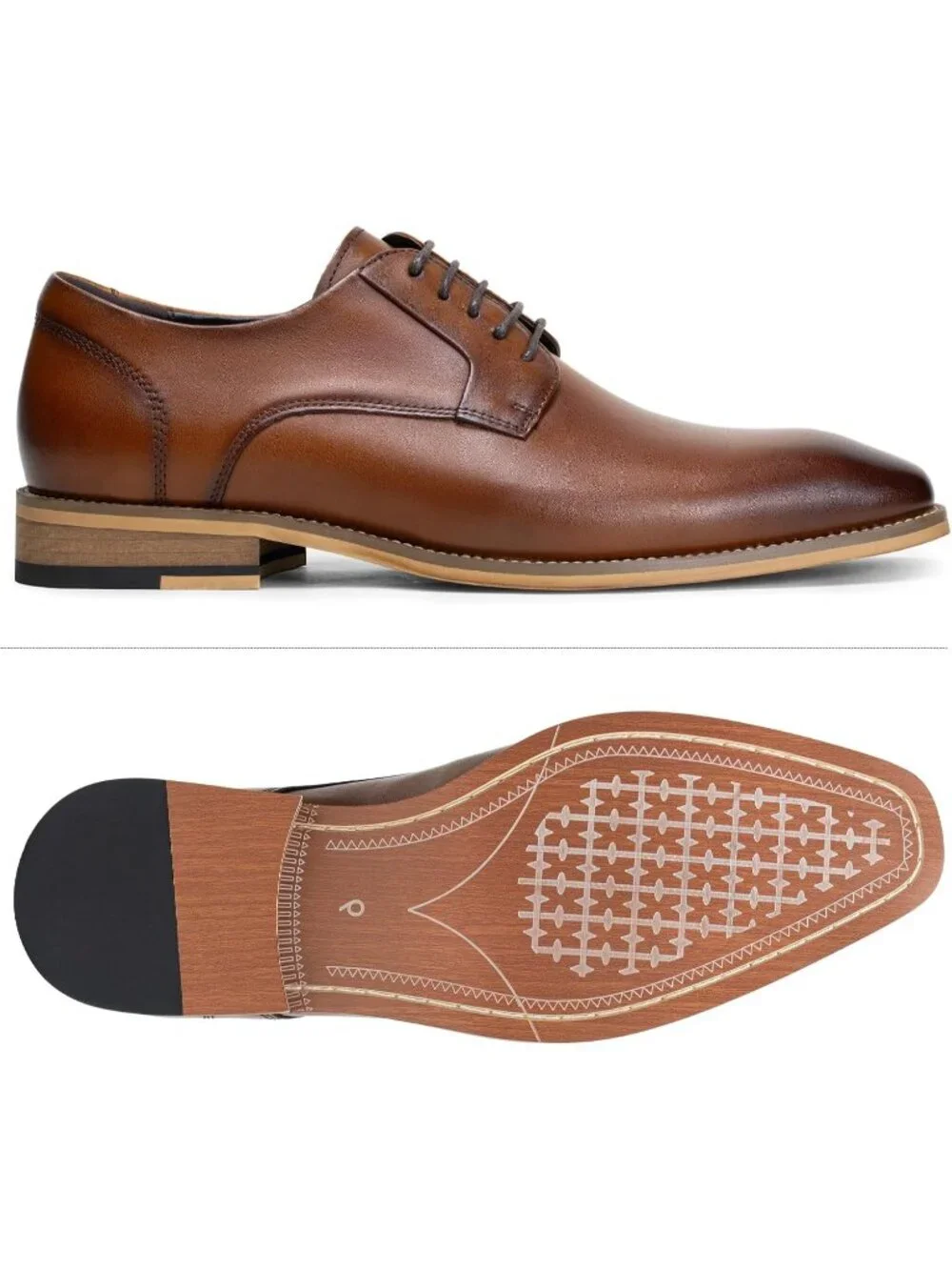 Men's Brown Solid Dunbar Wingtip Lace Up Formal Oxford Leather Brogue Dress Shoe